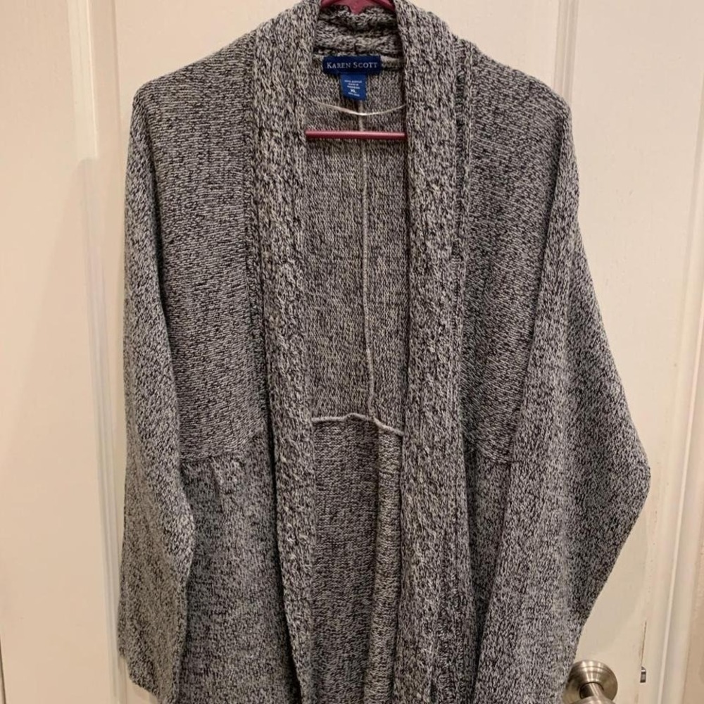Karen Scott‎ Gray/Blue Cardigan No Buttons Sz XL